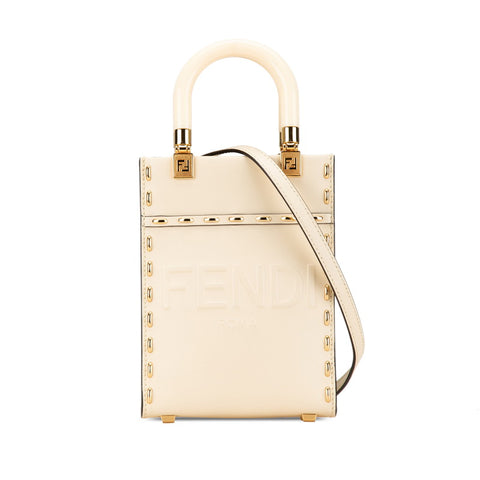 フェンディ サンシャイン ショッパー スモール ハンドバッグ ショルダーバッグ 2WAY 8BS051 ベージュ カーフレザー レディース FENDI 【中古】