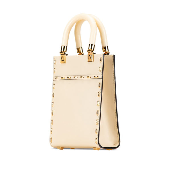 フェンディ サンシャイン ショッパー スモール ハンドバッグ ショルダーバッグ 2WAY 8BS051 ベージュ カーフレザー レディース FENDI 【中古】