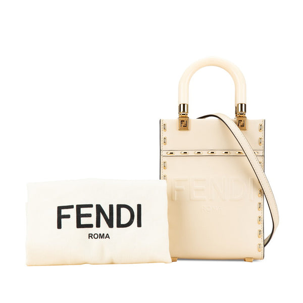 フェンディ サンシャイン ショッパー スモール ハンドバッグ ショルダーバッグ 2WAY 8BS051 ベージュ カーフレザー レディース FENDI 【中古】