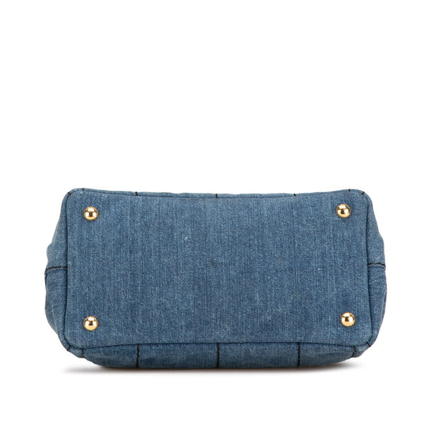 プラダ カナパ ハンドバッグ ショルダーバッグ 2WAY インディゴブルー デニム レディース PRADA 【中古】