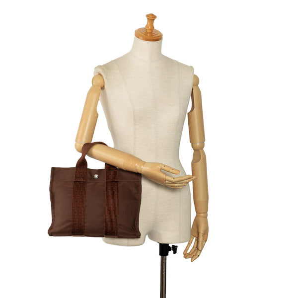 エルメス エールライントートPM ハンドバッグ トートバッグ ブラウン キャンバス レディース HERMES 【中古】