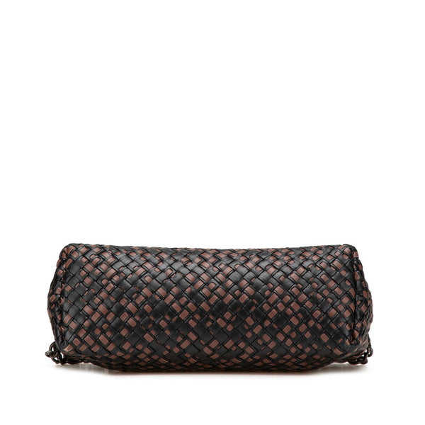 ボッテガヴェネタ イントレチャート チェーン ショルダーバッグ ブラック ブラウ レザー レディース BOTTEGAVENETA 【中古】