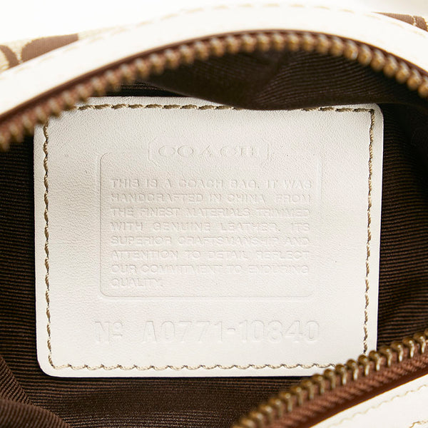 コーチ シグネチャー 斜め掛け ショルダーバッグ 10840 ベージュ ホワイト キャンバス レザー レディース COACH 【中古】