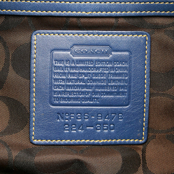 コーチ 巾着 トートバッグ 斜め掛け ショルダーバッグ 2WAY ネイビー ブルー スウェード レディース COACH 【中古】