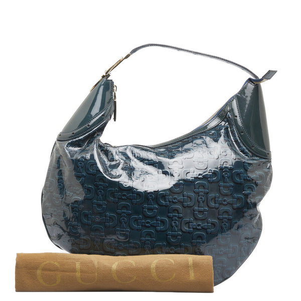 グッチ ホースビット ハンドバッグ ワンショルダーバッグ 145764 グリーン パテントレザー レディース GUCCI 【中古】