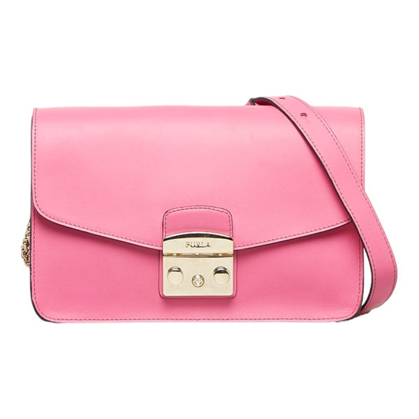 フルラ チェーンショルダーバッグ ピンク レザー レディース Furla 【中古】