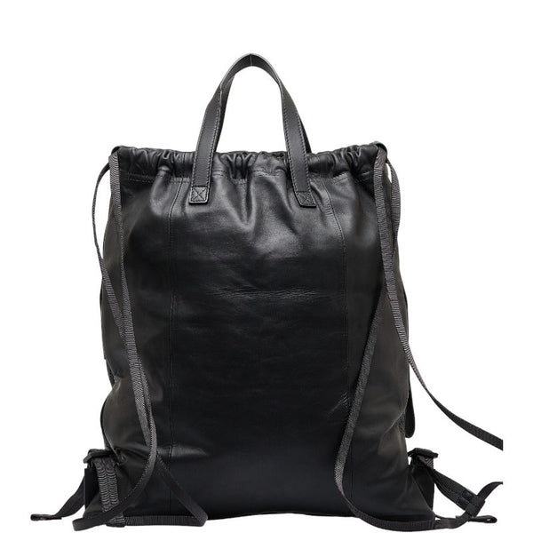 ボッテガヴェネタ レッジーロ 巾着 リュック バックパック 567222 ブラック レザー ナイロン レディース BOTTEGAVENETA 【中古】