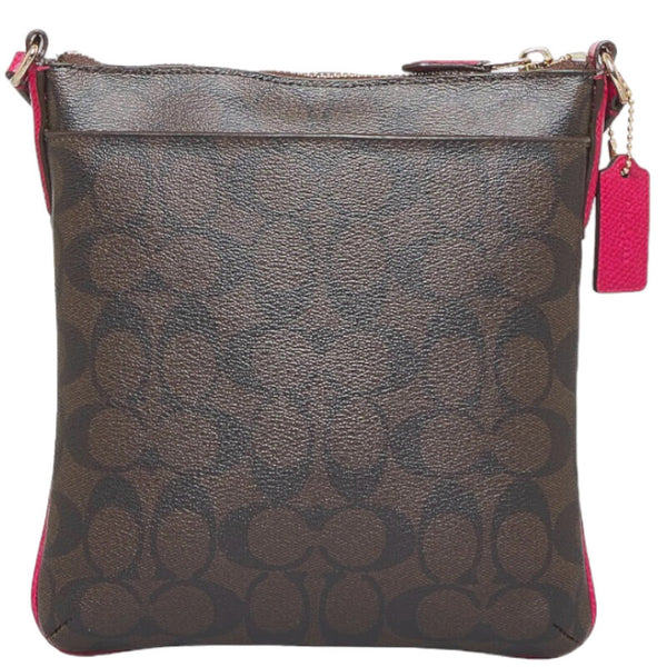 コーチ 斜め掛け ショルダーバッグ ブラウン ピンク PVC レザー レディース COACH 【中古】