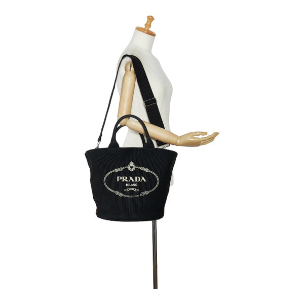 プラダ カナパ ハンドバッグ ショルダーバッグ 2WAY 1BG163 ブラック キャンバス レディース PRADA 【中古】