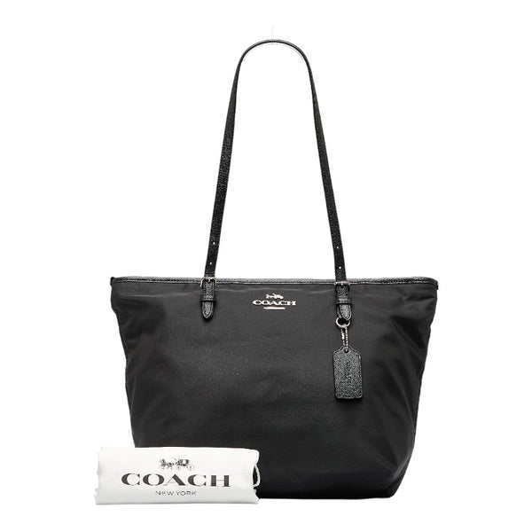コーチ トートバッグ ショルダーバッグ F25907 ブラック ナイロン レザー レディース COACH 【中古】