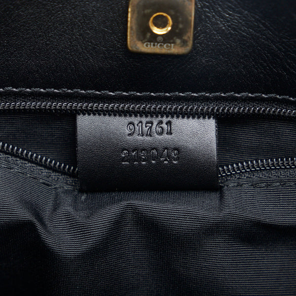 グッチ GGキャンバス ゴールド金具 ワンショルダーバッグ 91761 ブラック キャンバス レザー レディース GUCCI 【中古】