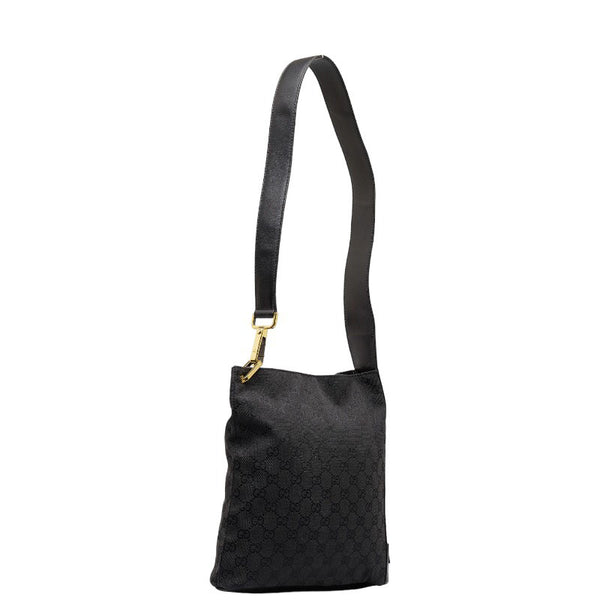 グッチ GGキャンバス ゴールド金具 ワンショルダーバッグ 91761 ブラック キャンバス レザー レディース GUCCI 【中古】