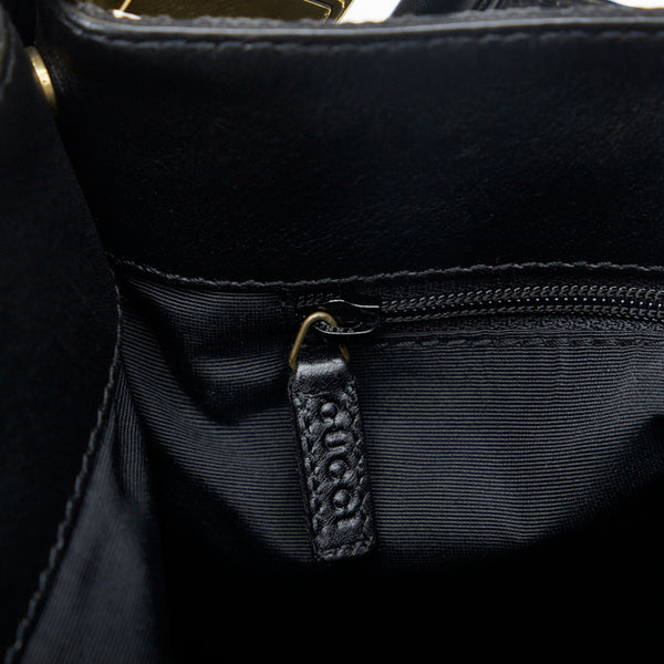 グッチ GGキャンバス ゴールド金具 ワンショルダーバッグ 91761 ブラック キャンバス レザー レディース GUCCI 【中古】