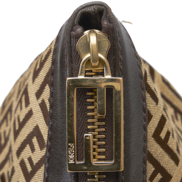 フェンディ ズッキーノ ハンドバッグ トートバッグ 8BH196 ベージュ ブラウン キャンバス レザー レディース FENDI 【中古】