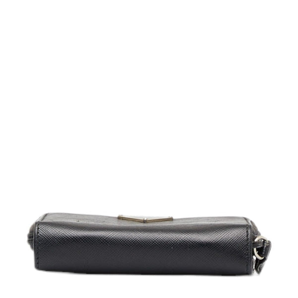 プラダ 二つ折り財布 ラウンドファスナー M521X ブラック レザー レディース PRADA 【中古】