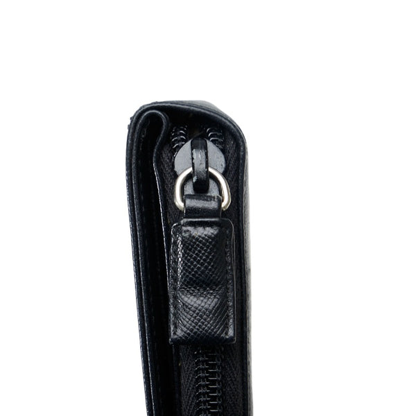 プラダ 二つ折り財布 ラウンドファスナー M521X ブラック レザー レディース PRADA 【中古】