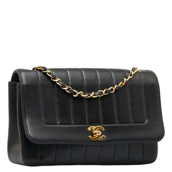 シャネル マドモアゼル ココマーク ゴールド金具 チェーン ショルダーバッグ ブラック ラムスキン レディース CHANEL 【中古】