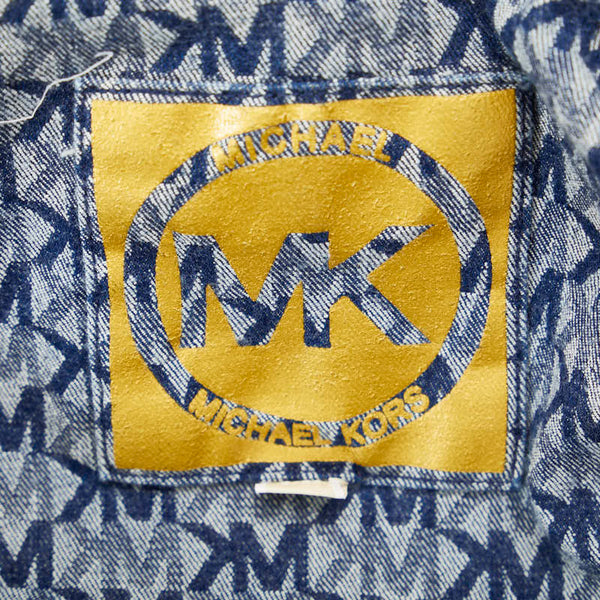 マイケルコース モノグラム ノースリーブ ひざ丈 ワンピース ブルー コットン レディース Michael Kors 【中古】