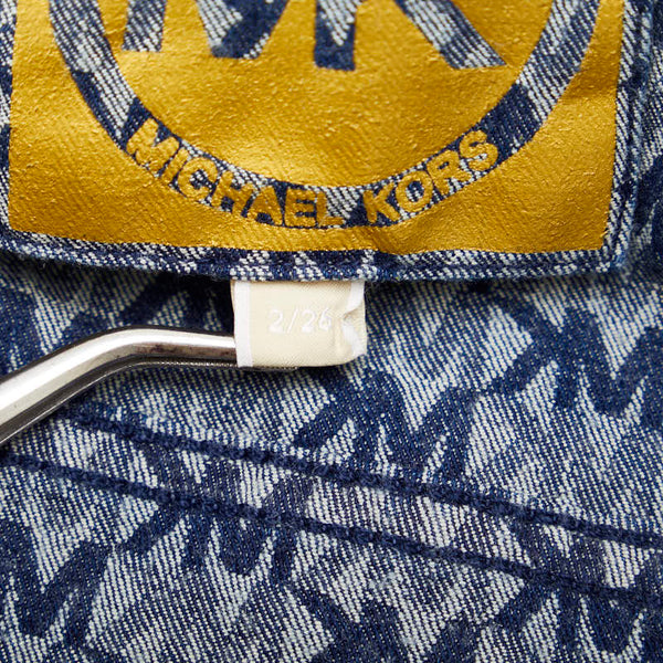 マイケルコース モノグラム ノースリーブ ひざ丈 ワンピース ブルー コットン レディース Michael Kors 【中古】
