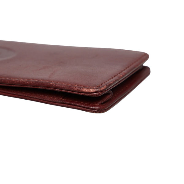 カルティエ マスト メガネケース ワインレッド レザー レディース CARTIER 【中古】