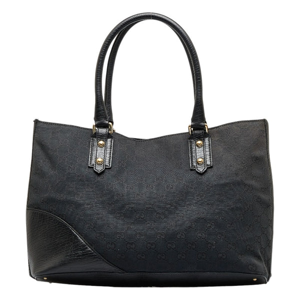 グッチ GGキャンバス ホースビット ハンドバッグ トートバッグ 137385 ブラック キャンバス レザー レディース GUCCI 【中古】