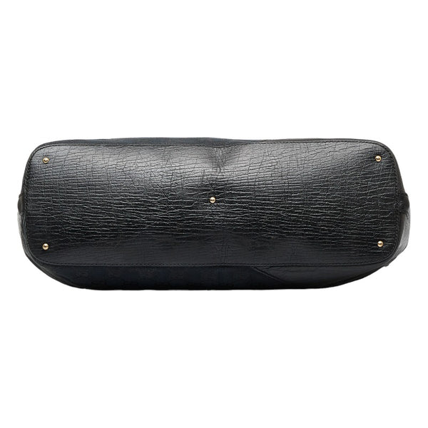 グッチ GGキャンバス ホースビット ハンドバッグ トートバッグ 137385 ブラック キャンバス レザー レディース GUCCI 【中古】