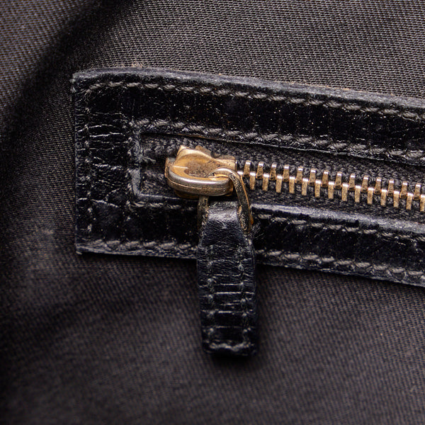 グッチ GGキャンバス ホースビット ハンドバッグ トートバッグ 137385 ブラック キャンバス レザー レディース GUCCI 【中古】