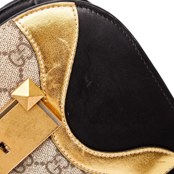 グッチ オジリデ 斜め掛け ショルダーバッグ 500781 ブラック ゴールド ベージュ レザー PVC レディース GUCCI 【中古】