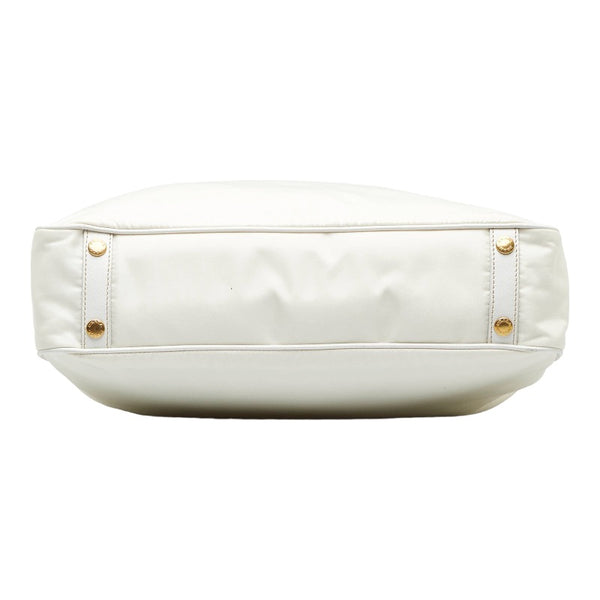 プラダ テスート ロゴ ハンドバッグ ショルダーバッグ 2WAY BN1473 ホワイト ナイロン レザー レディース PRADA 【中古】