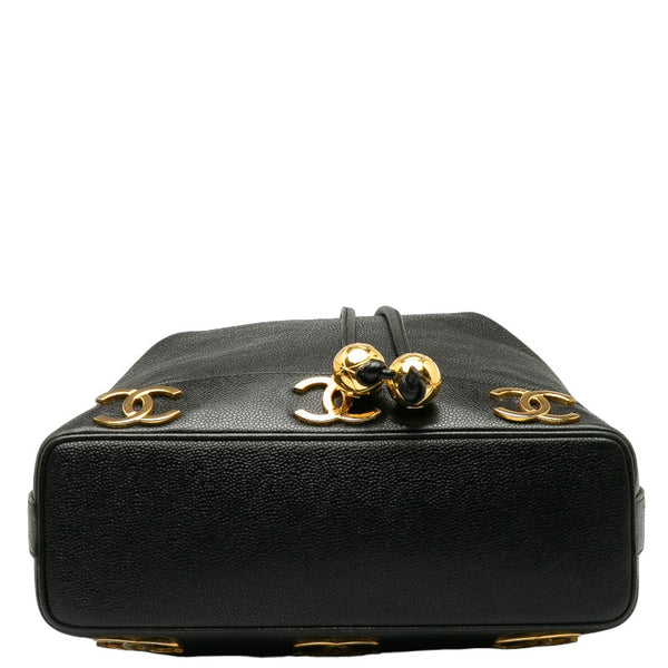 シャネル ココマーク トリプルココ ココボール 斜め掛け チェーン ショルダーバッグ ブラック キャビアスキン レディース CHANEL 【中古】