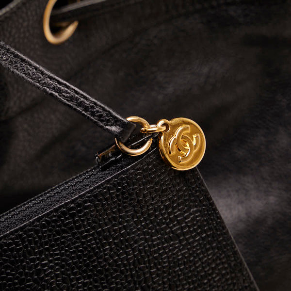 シャネル ココマーク トリプルココ ココボール 斜め掛け チェーン ショルダーバッグ ブラック キャビアスキン レディース CHANEL 【中古】