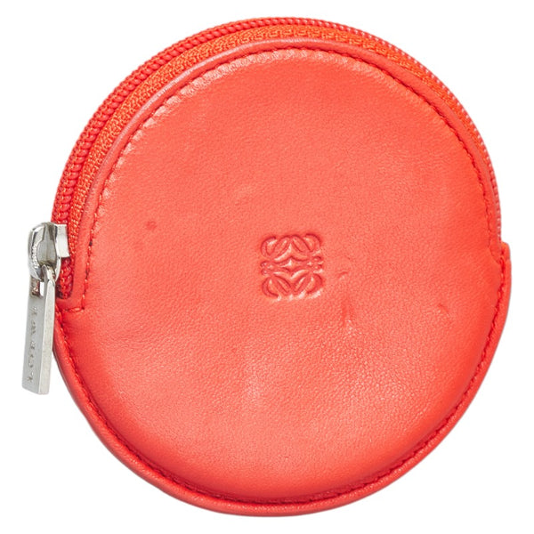 ロエベ ラウンド アナグラム コインケース レッド レザー レディース LOEWE 【中古】