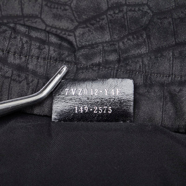 フェンディ クロコプリント リュック バックパック 7VZ012 ブラック ナイロン レザー メンズ FENDI 【中古】