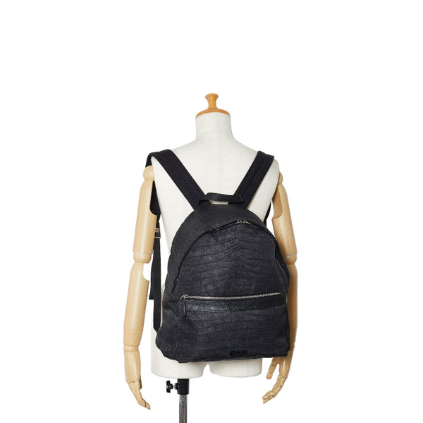 フェンディ クロコプリント リュック バックパック 7VZ012 ブラック ナイロン レザー メンズ FENDI 【中古】