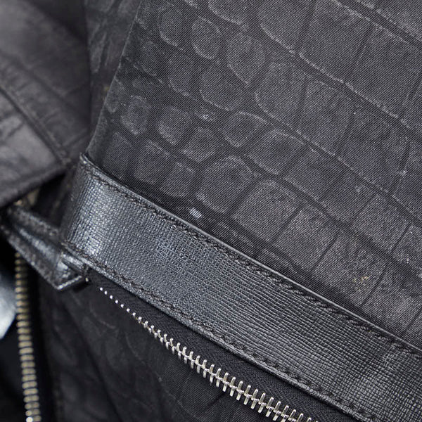 フェンディ クロコプリント リュック バックパック 7VZ012 ブラック ナイロン レザー メンズ FENDI 【中古】