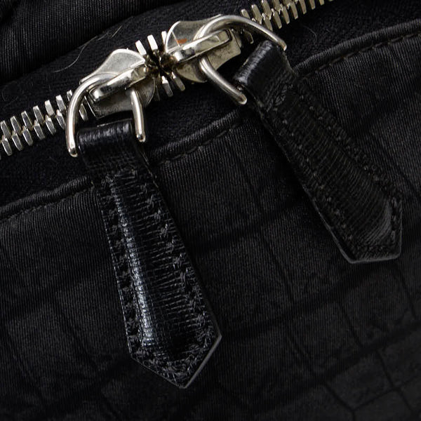フェンディ クロコプリント リュック バックパック 7VZ012 ブラック ナイロン レザー メンズ FENDI 【中古】