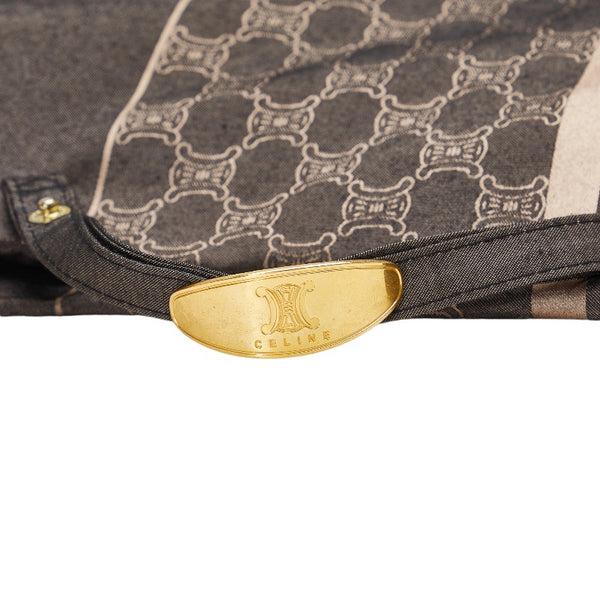 セリーヌ マカダム 長傘 日傘 グレー ブラウン ナイロン レディース CELINE 【中古】