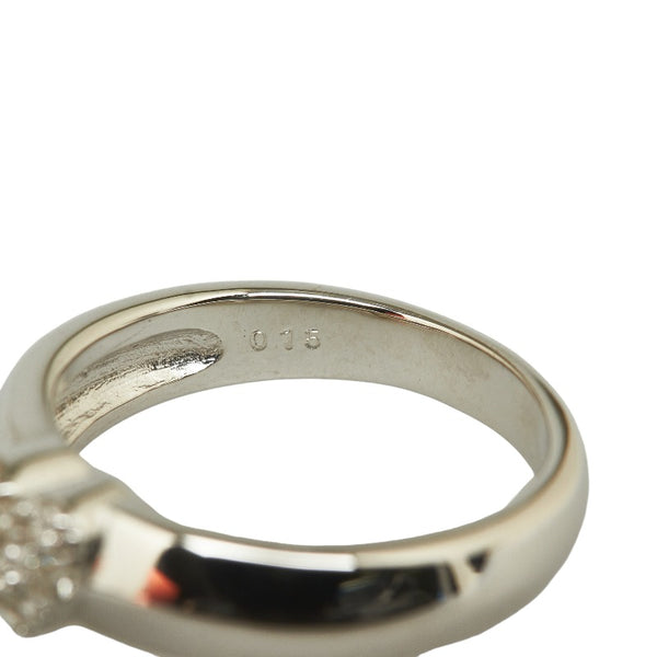 シルバー K18WG ホワイトゴールド ダイヤ0.15ct ハート パヴェ リング 指輪 レディース 9.5号 【中古】