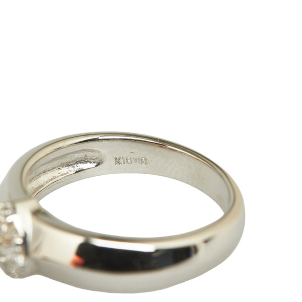 シルバー K18WG ホワイトゴールド ダイヤ0.15ct ハート パヴェ リング 指輪 レディース 9.5号 【中古】