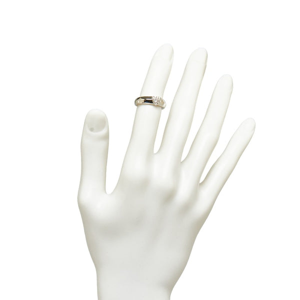 シルバー K18WG ホワイトゴールド ダイヤ0.15ct ハート パヴェ リング 指輪 レディース 9.5号 【中古】