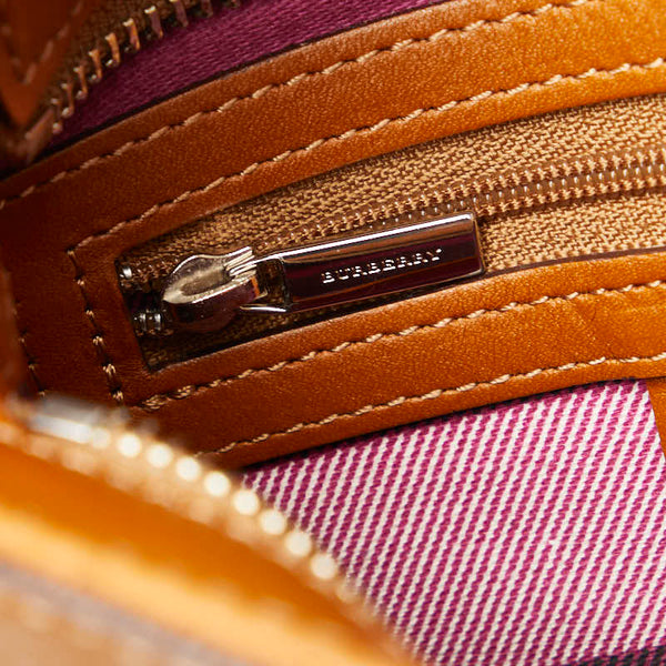 バーバリー 斜め掛け ショルダーバッグ ミニショルダーバッグ カーキ ブラウン キャンバス レザー レディース BURBERRY 【中古】