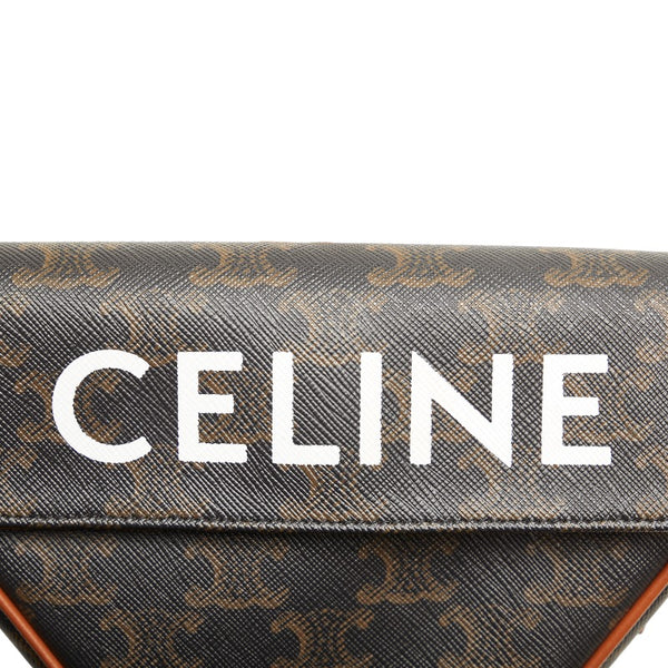セリーヌ トリオンフ ショルダーバッグ トライアングルバッグ 195902BZK ブラウン PVC レザー レディース CELINE 【中古】