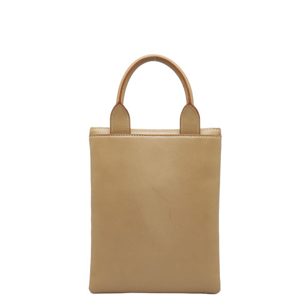 バーバリー ロゴ ステッチ ゴールド金具 ハンドバッグ クラッチバッグ セカンドバッグ ベージュ レザー レディース BURBERRY 【中古】