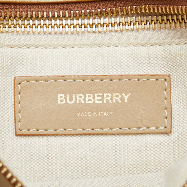 バーバリー ロゴ ステッチ ゴールド金具 ハンドバッグ クラッチバッグ セカンドバッグ ベージュ レザー レディース BURBERRY 【中古】