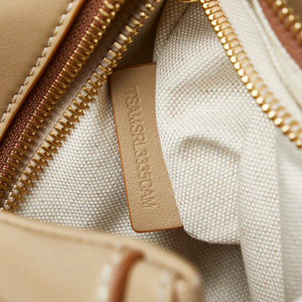 バーバリー ロゴ ステッチ ゴールド金具 ハンドバッグ クラッチバッグ セカンドバッグ ベージュ レザー レディース BURBERRY 【中古】