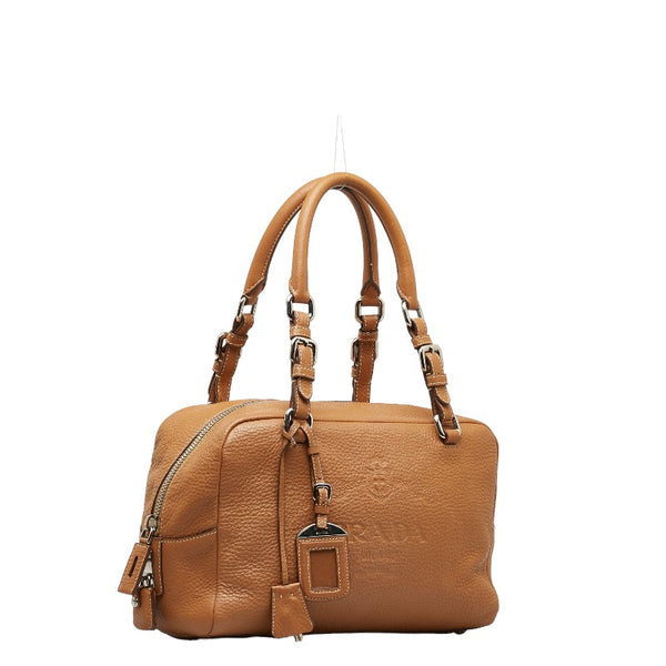 プラダ ボストンバッグ ミニボストンバッグ ハンドバッグ ブラウン レザー レディース PRADA 【中古】