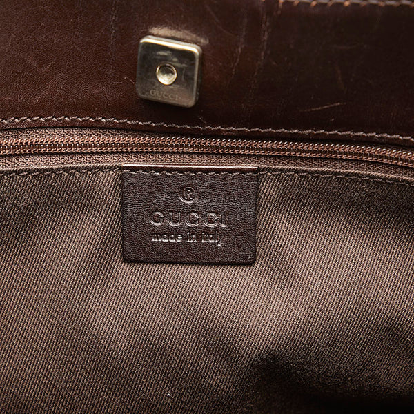 グッチ GGキャンバス シルバー金具 ハンドバッグ トートバッグ 73983 ブラウン キャンバス レザー レディース GUCCI 【中古】