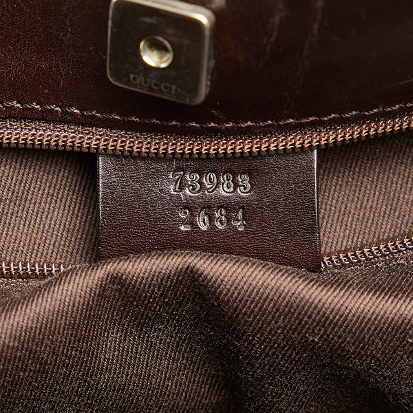 グッチ GGキャンバス シルバー金具 ハンドバッグ トートバッグ 73983 ブラウン キャンバス レザー レディース GUCCI 【中古】