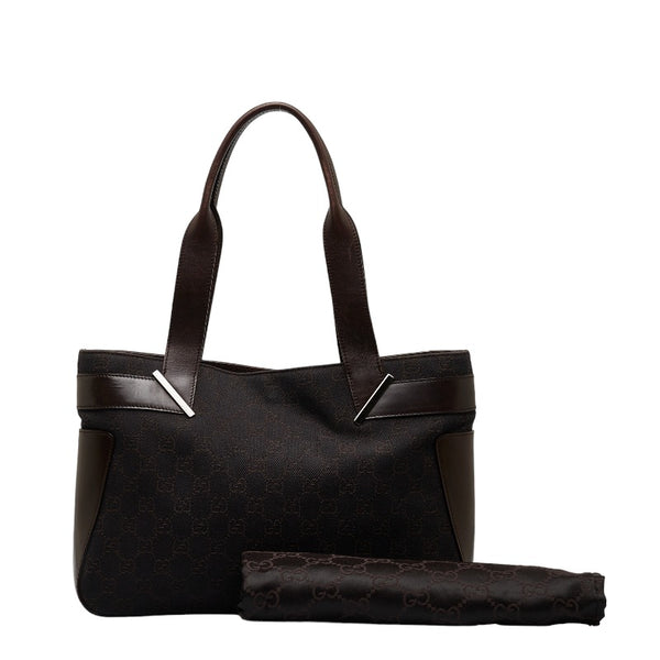 グッチ GGキャンバス シルバー金具 ハンドバッグ トートバッグ 73983 ブラウン キャンバス レザー レディース GUCCI 【中古】