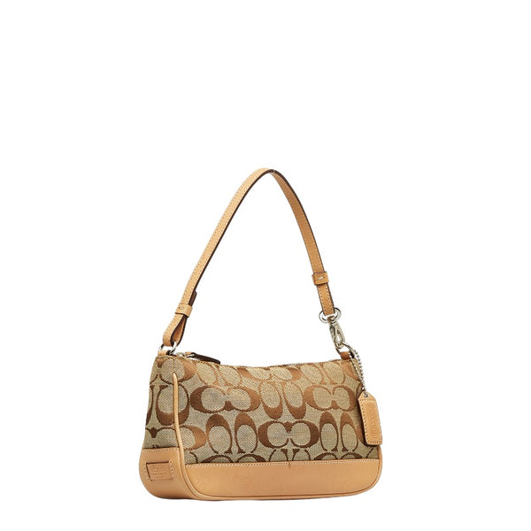 コーチ シグネチャー ミニハンドバッグ アクセサリーポーチ 6094 ベージュ キャンバス レザー レディース COACH 【中古】